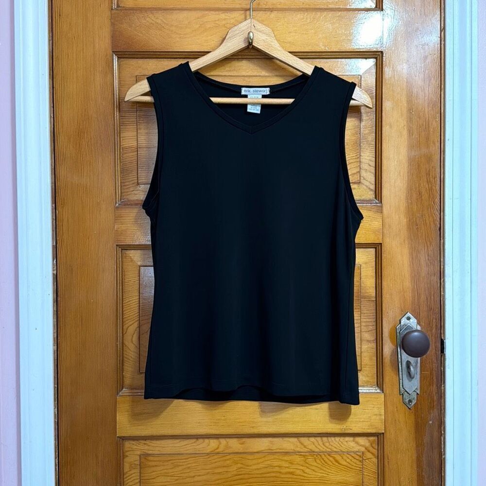 Erik Stewart Vintage Black V-Neck Blouse Women’s Large